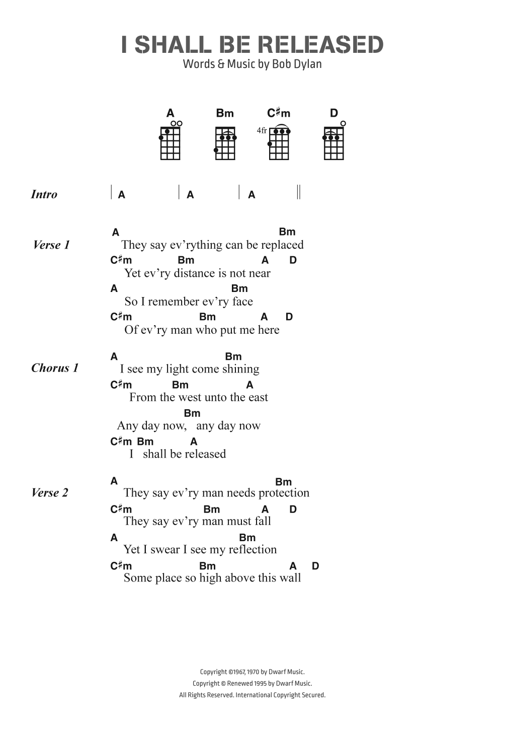 Download Bob Dylan I Shall Be Released Sheet Music