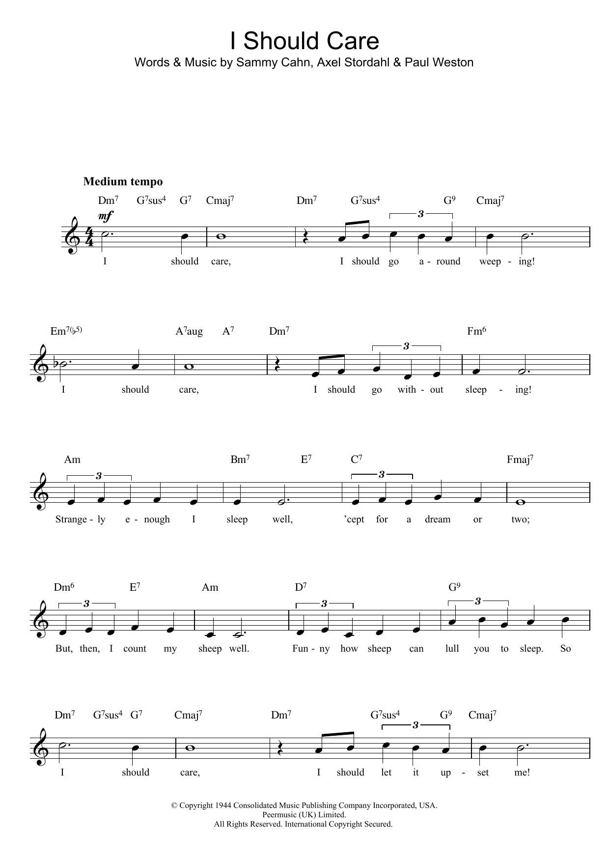 Download Barry Manilow I Should Care Sheet Music