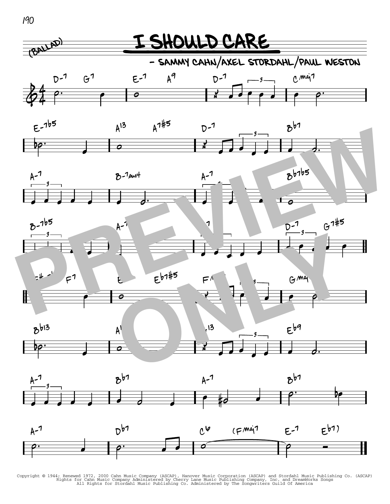 Download Sammy Cahn I Should Care [Reharmonized version] (a Sheet Music