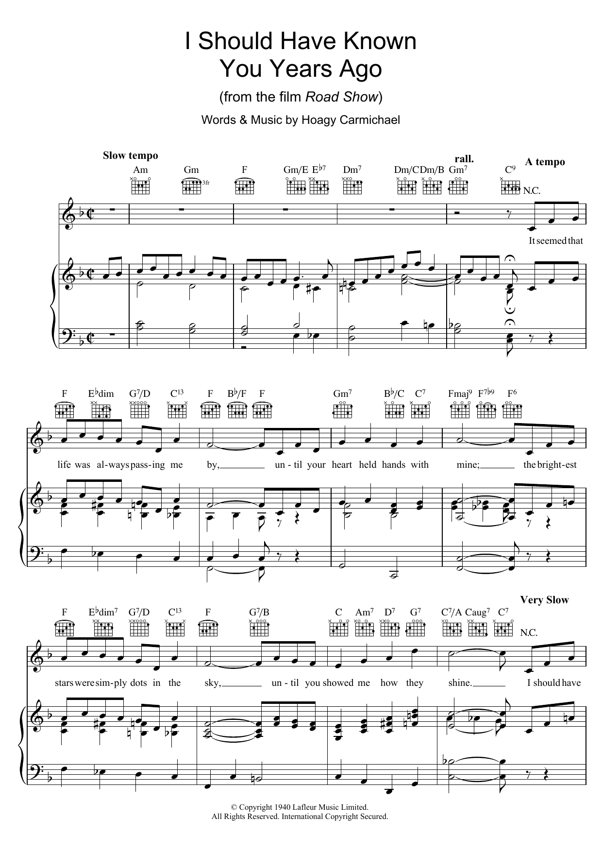 Download Hoagy Carmichael I Should Have Known You Years Ago Sheet Music