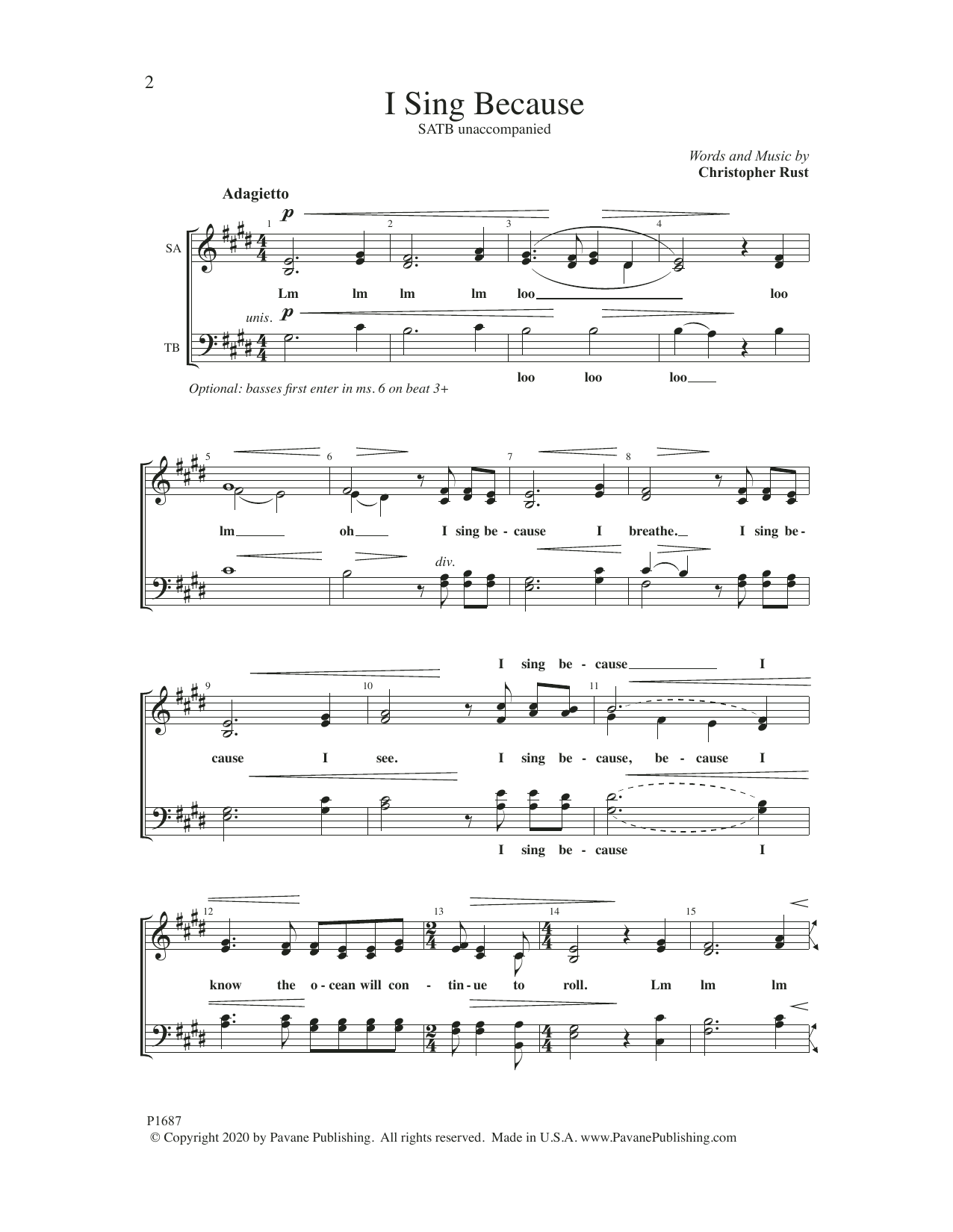 Download Christopher Rust I Sing Because Sheet Music