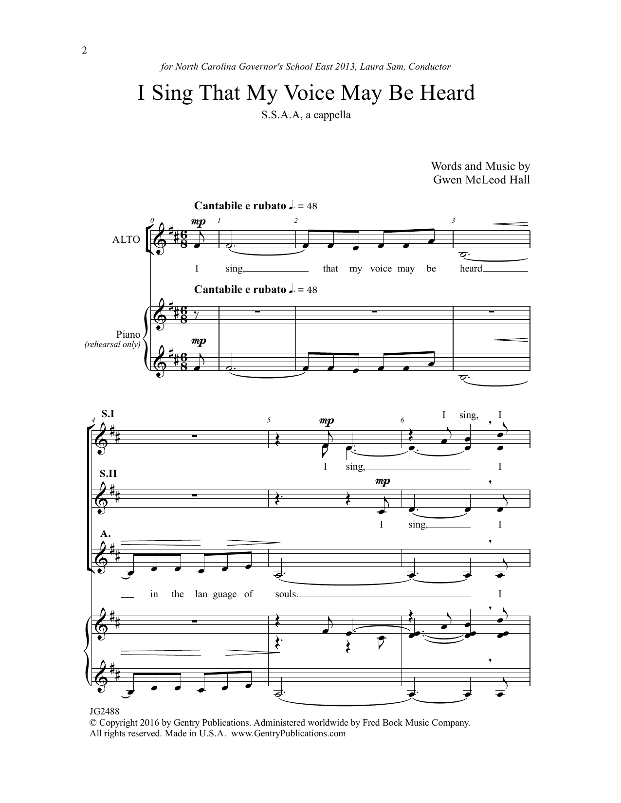 Download Gwen McLeod Hall I Sing that My Voice May be Heard Sheet Music