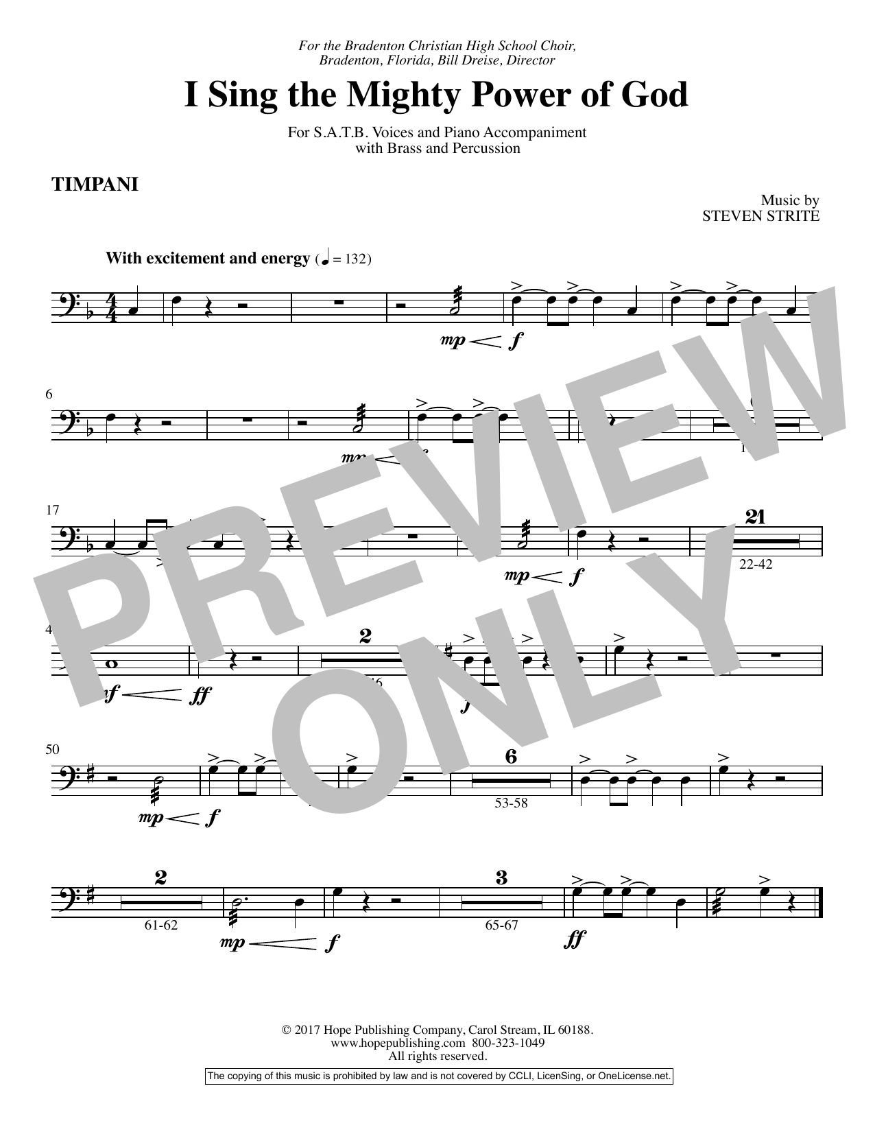 Download Steven Strite I Sing the Mighty Power of God - Timpan Sheet Music