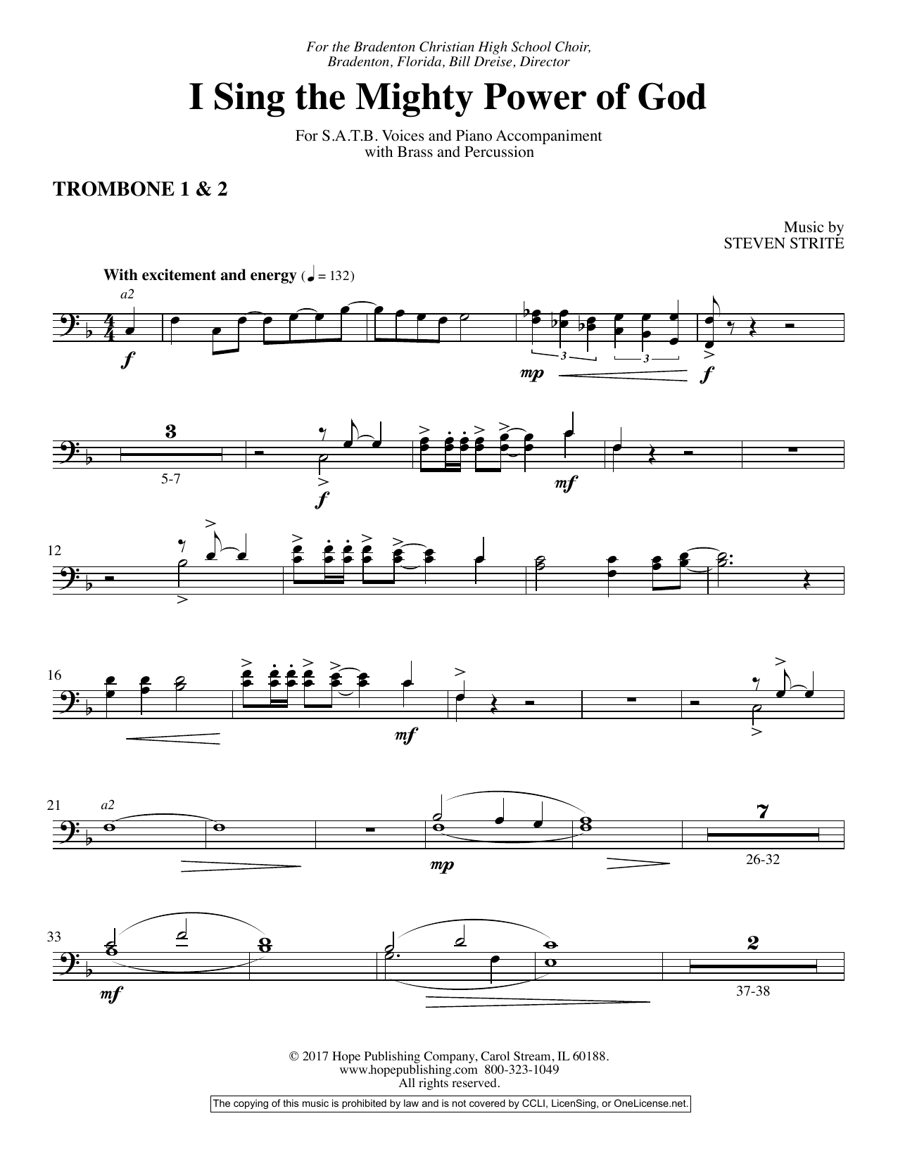 Download Steven Strite I Sing the Mighty Power of God - Trombo Sheet Music