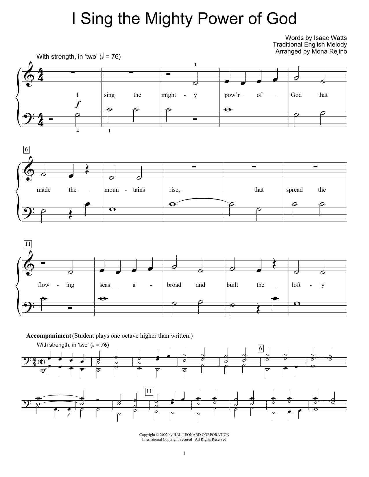 Download Fred Kern I Sing The Mighty Power Of God Sheet Music