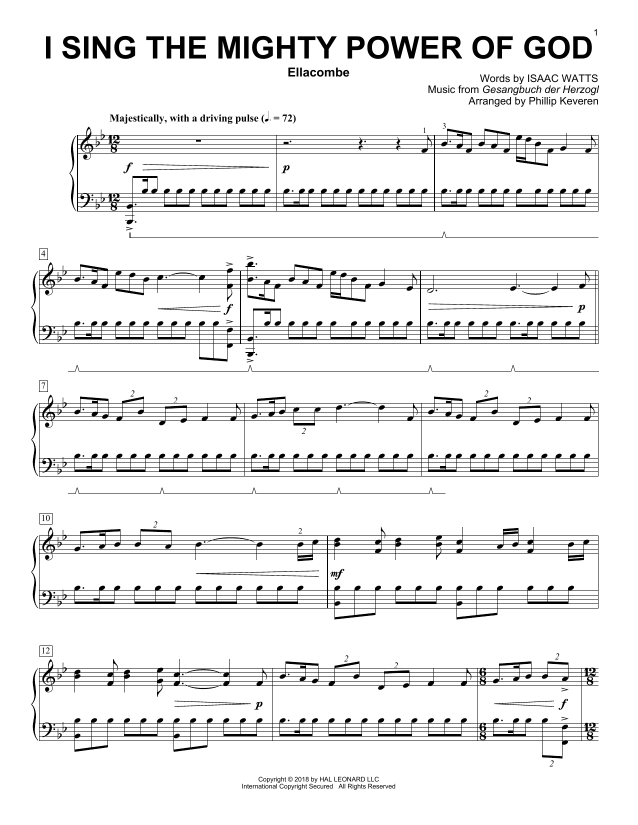 Download Isaac Watts I Sing The Mighty Power Of God (arr. Ph Sheet Music