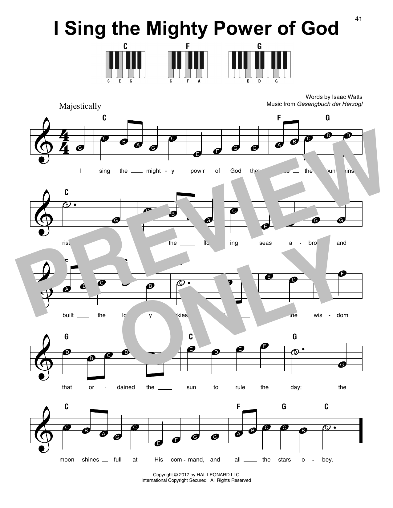 Download Isaac Watts I Sing The Mighty Power Of God Sheet Music