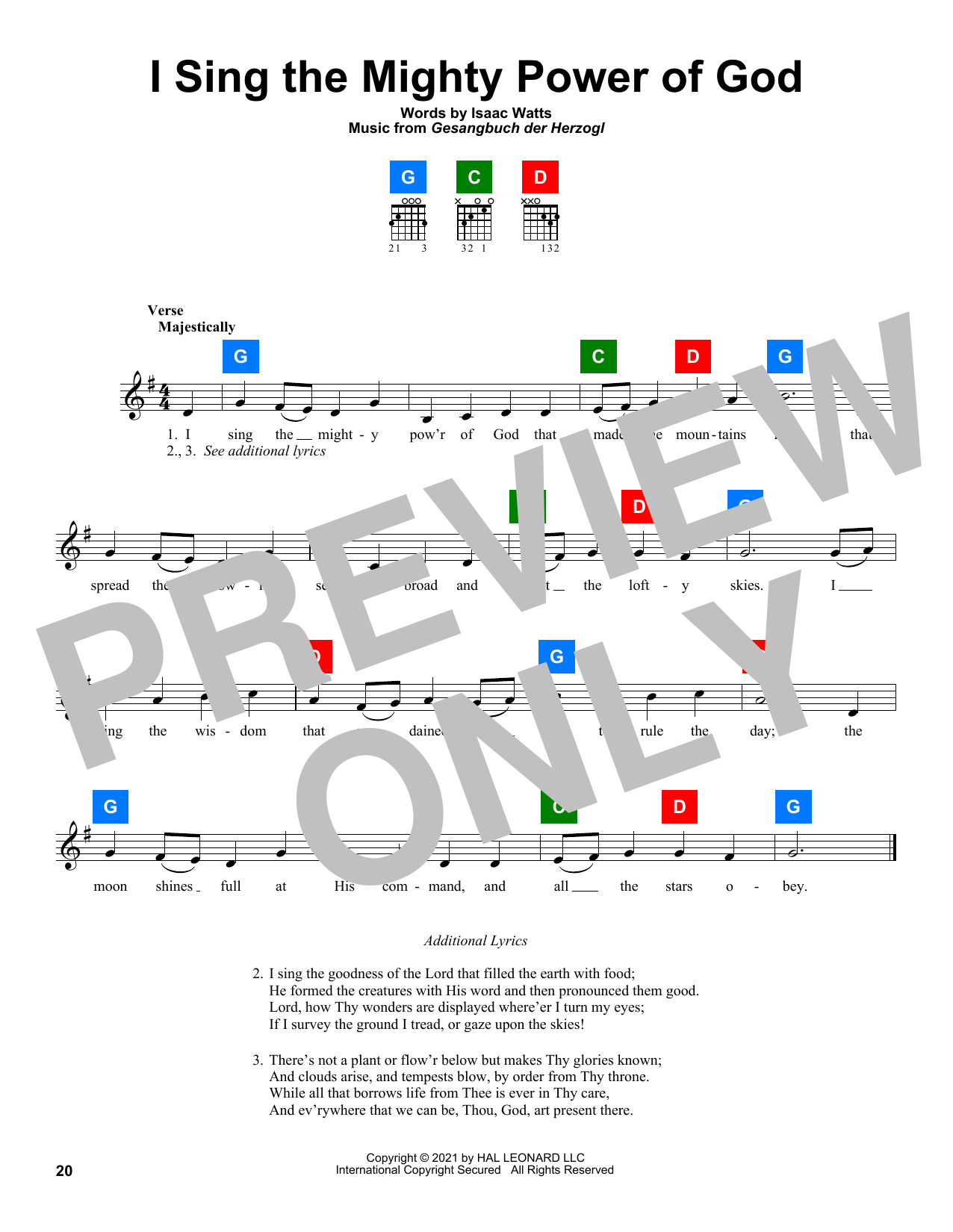 Download Isaac Watts I Sing The Mighty Power Of God Sheet Music