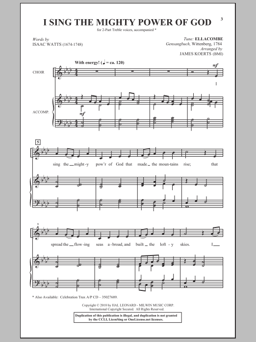 Download James Koerts I Sing The Mighty Power Of God Sheet Music