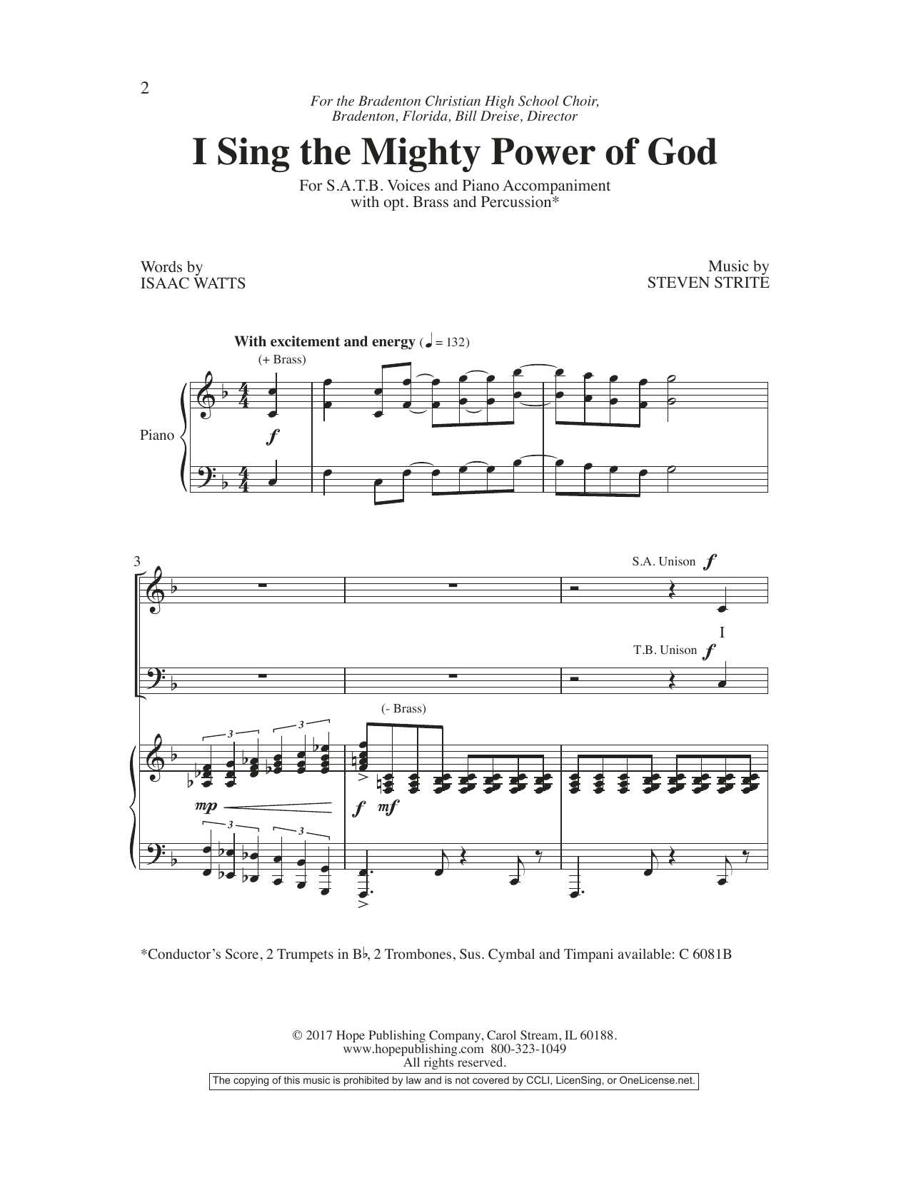 Download Steven Strite I Sing the Mighty Power of God Sheet Music