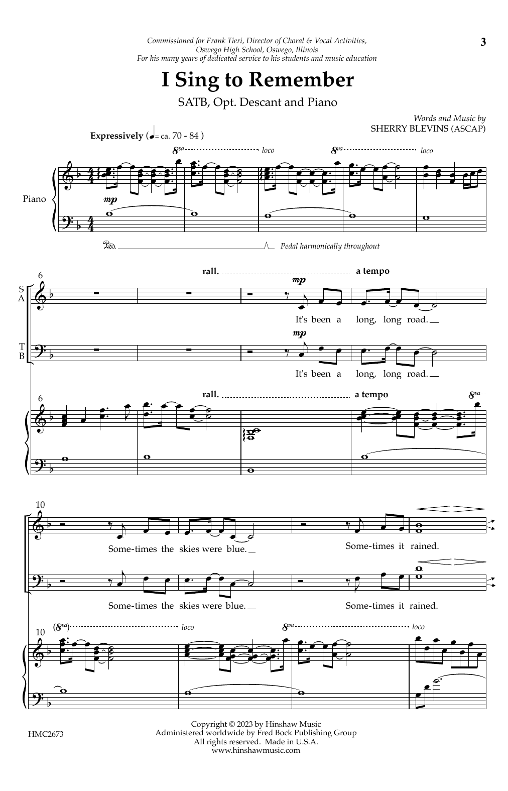Download Sherry Blevins I Sing To Remember Sheet Music