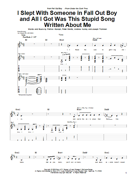 Download Fall Out Boy I Slept With Someone In Fall Out Boy An Sheet Music