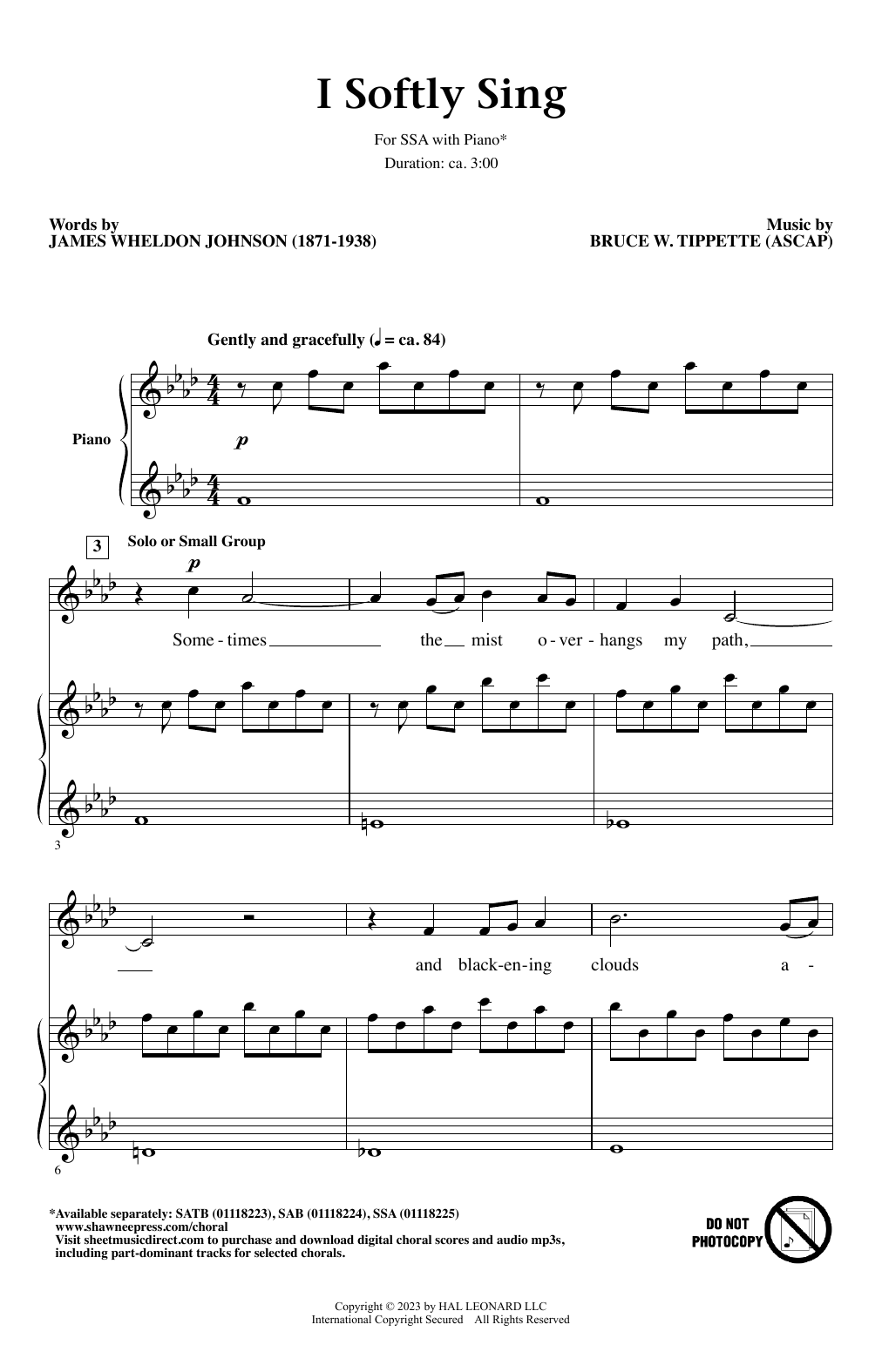 Download Bruce W. Tippette I Softly Sing Sheet Music