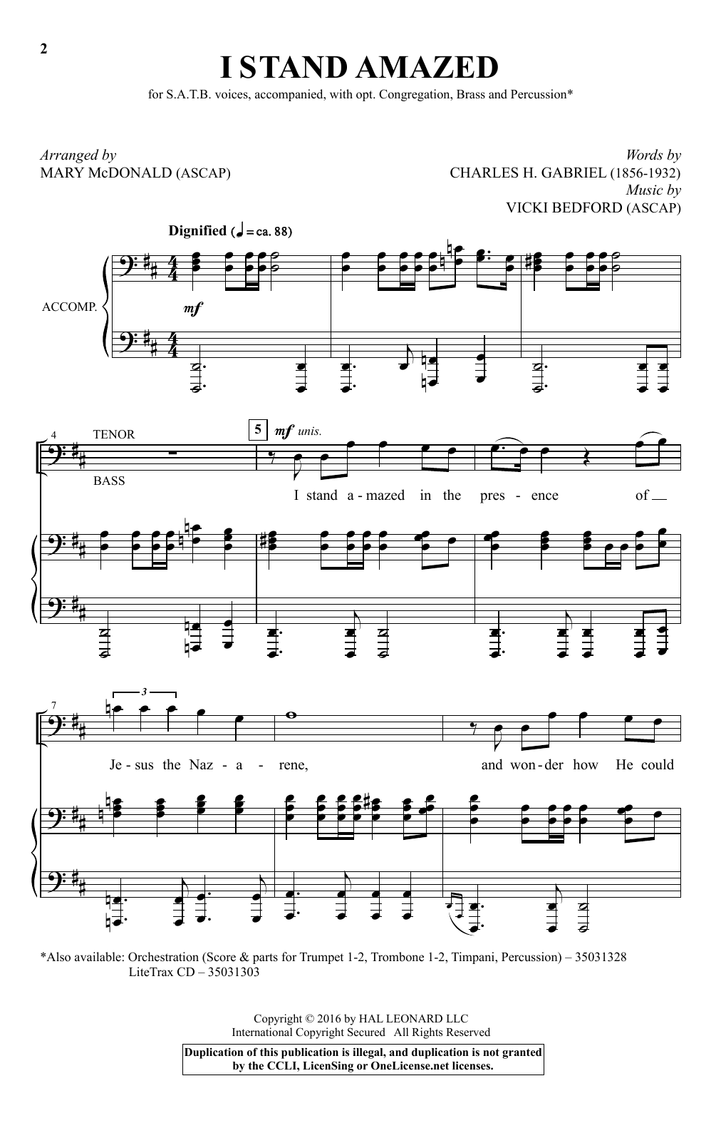 Download Vicki Bedford I Stand Amazed (arr. Mary McDonald) Sheet Music