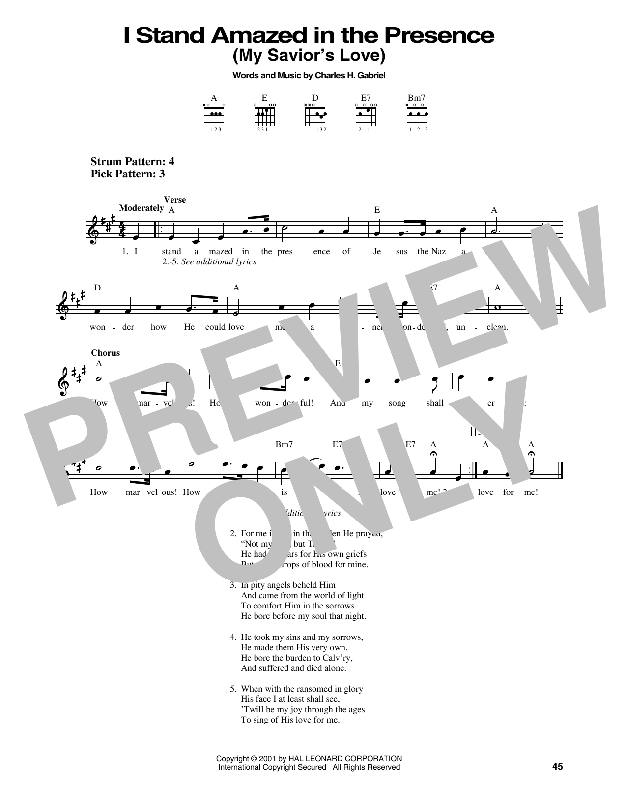 Charles H. Gabriel I Stand Amazed In The Presence (My Savior's Love) sheet music notes printable PDF score