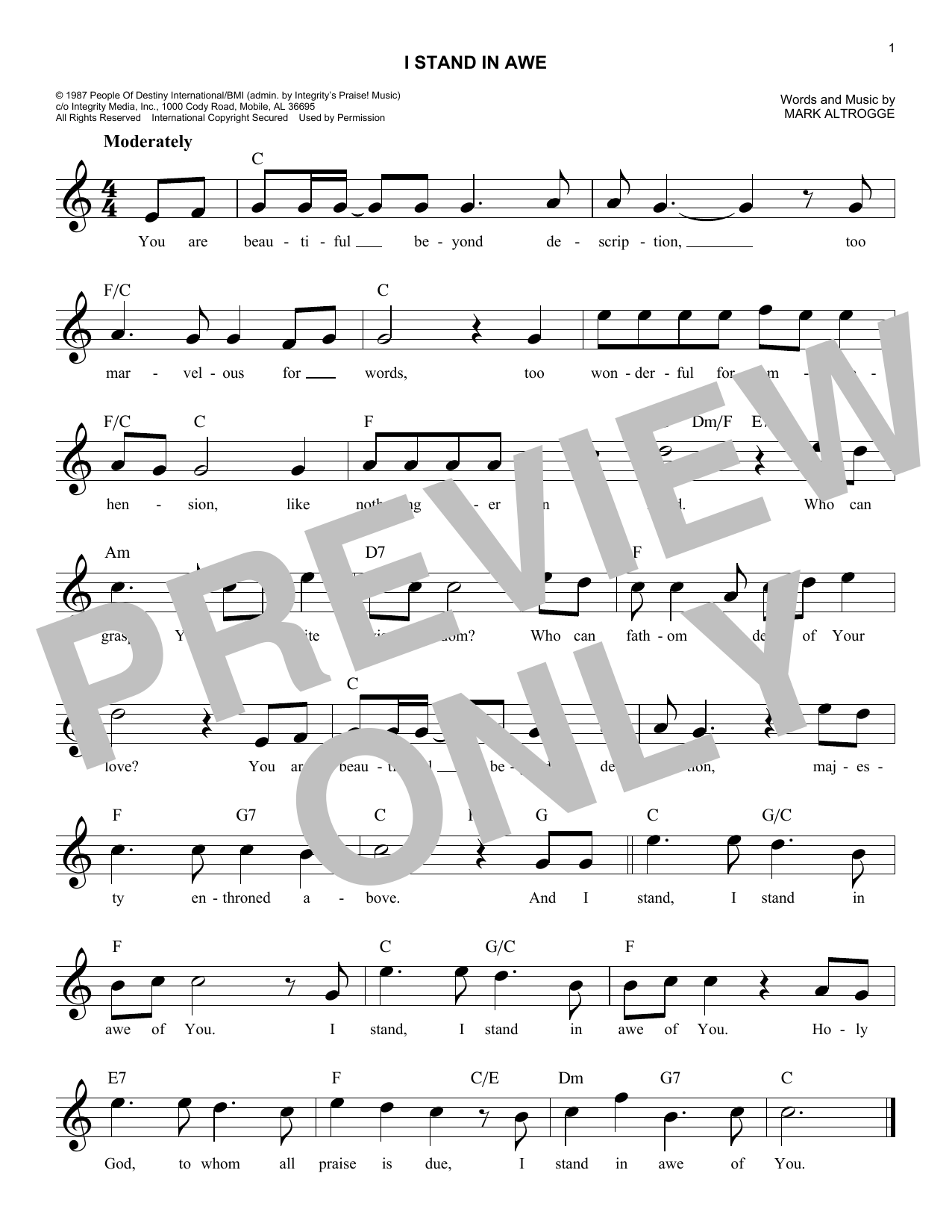 Download Mark Altrogge I Stand In Awe Sheet Music