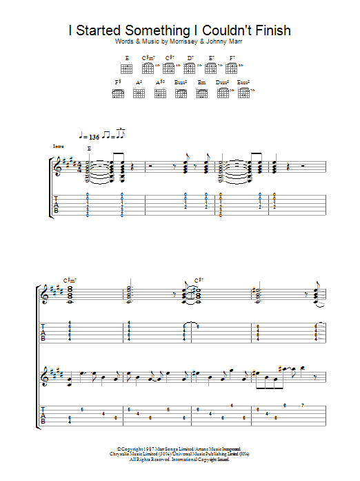 Download The Smiths I Started Something I Couldn't Finish Sheet Music