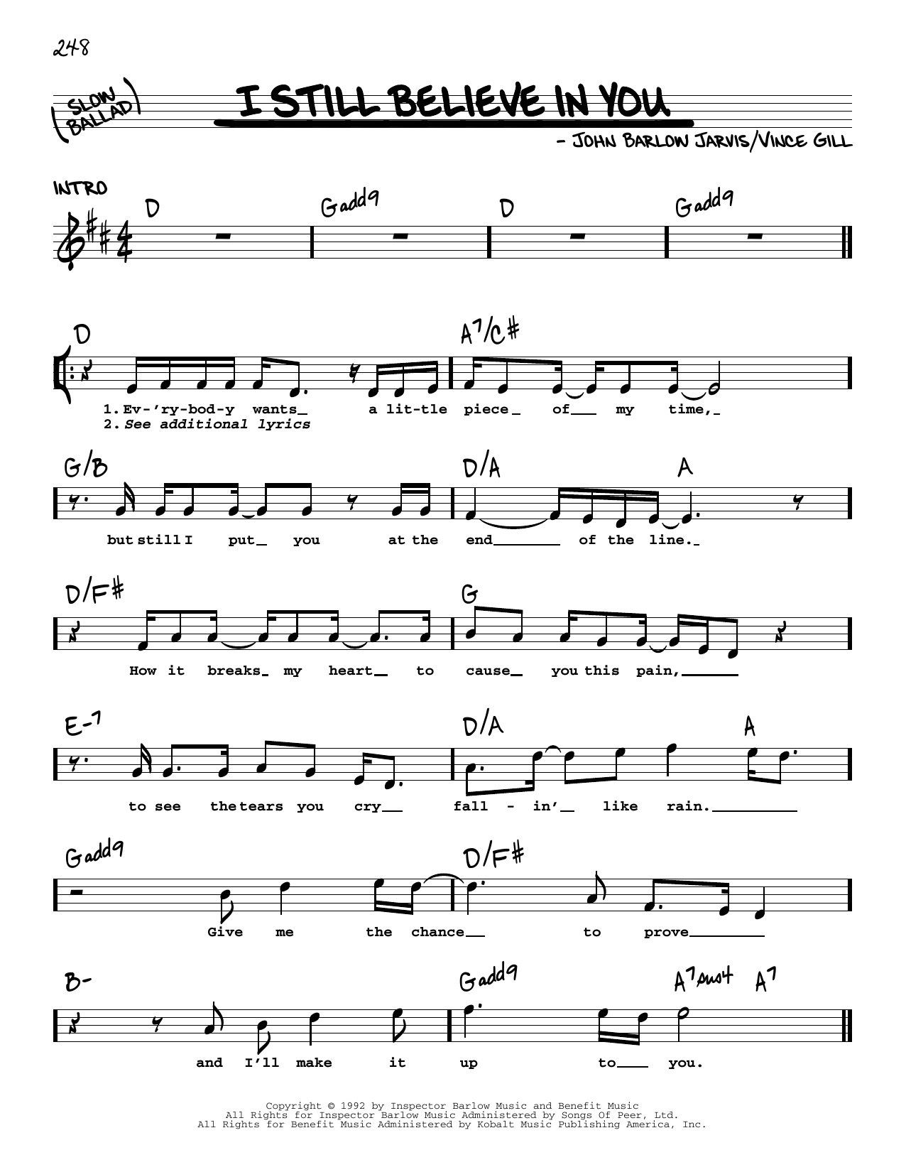 Download Vince Gill I Still Believe In You Sheet Music