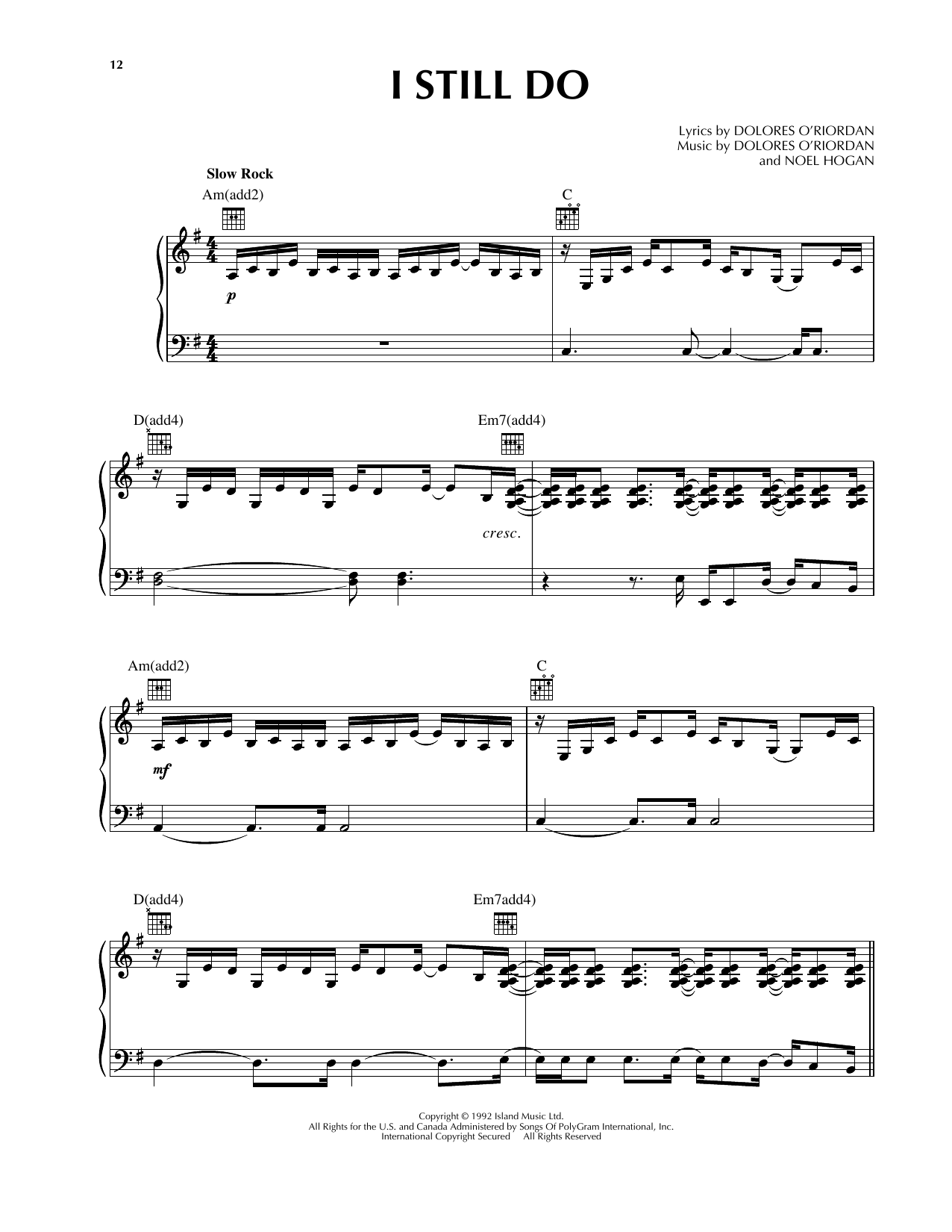 Download The Cranberries I Still Do Sheet Music