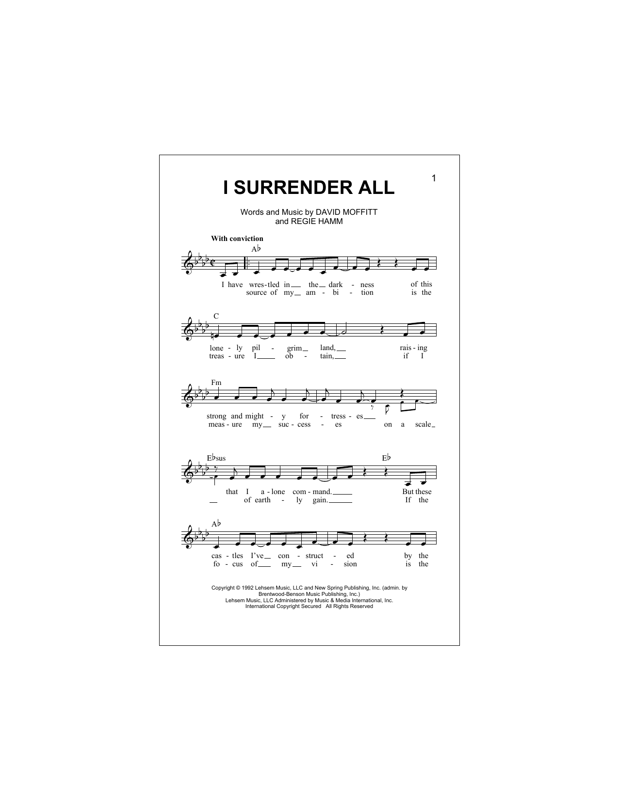 Download Clay Crosse I Surrender All Sheet Music