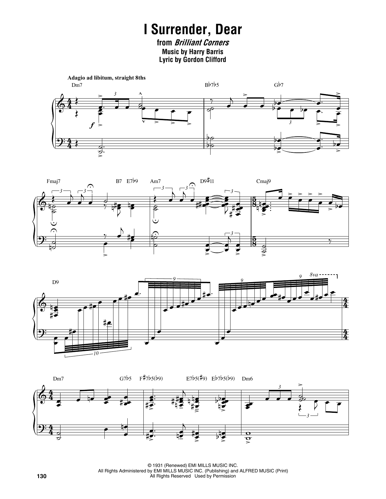 Download Thelonious Monk I Surrender, Dear Sheet Music