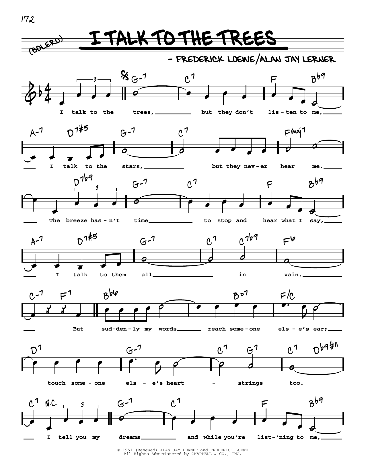 Download Lerner & Loewe I Talk To The Trees (High Voice) Sheet Music