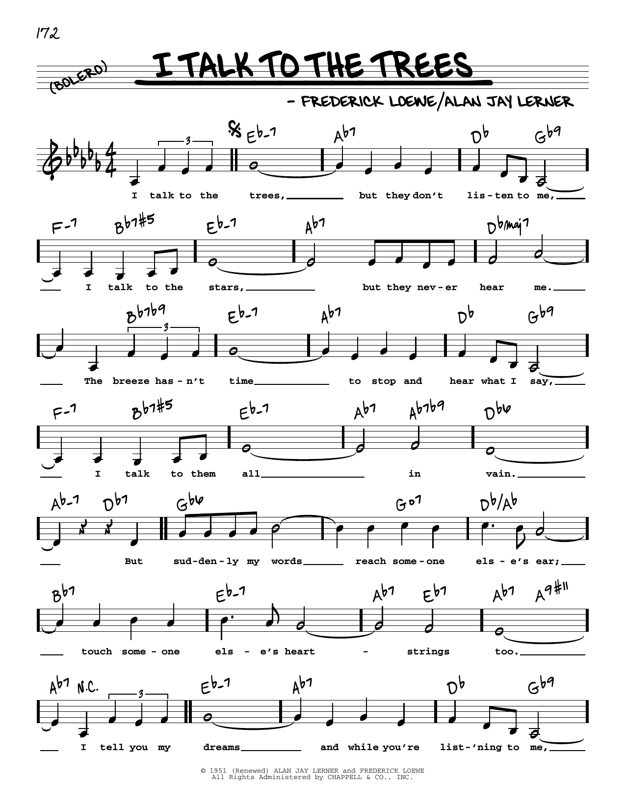 Download Lerner & Loewe I Talk To The Trees (Low Voice) Sheet Music