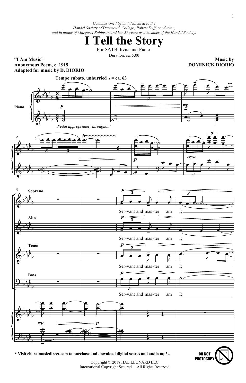 Download Dominick DiOrio I Tell The Story Sheet Music