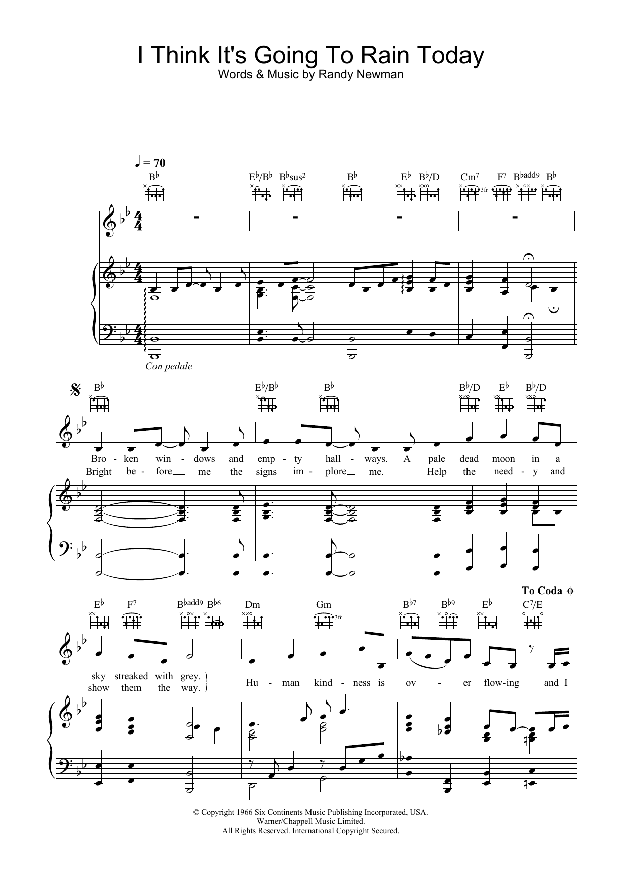 Download Katie Melua I Think It's Going To Rain Today Sheet Music
