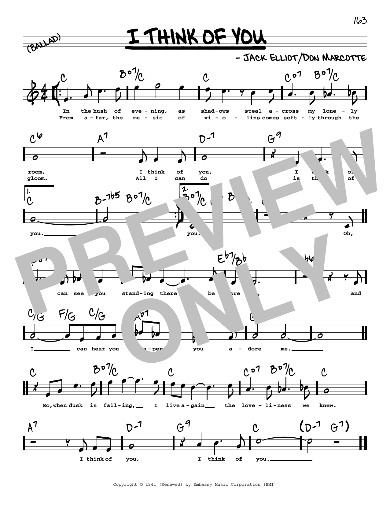 Download Frank Sinatra I Think Of You (High Voice) Sheet Music