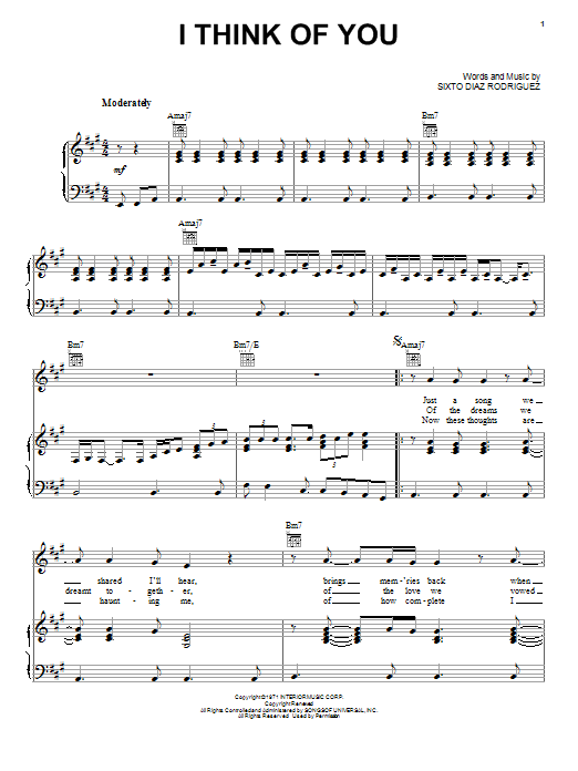 Download Rodriguez I Think Of You Sheet Music