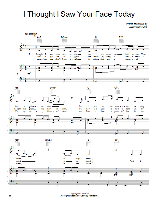 Download She & Him I Thought I Saw Your Face Today Sheet Music