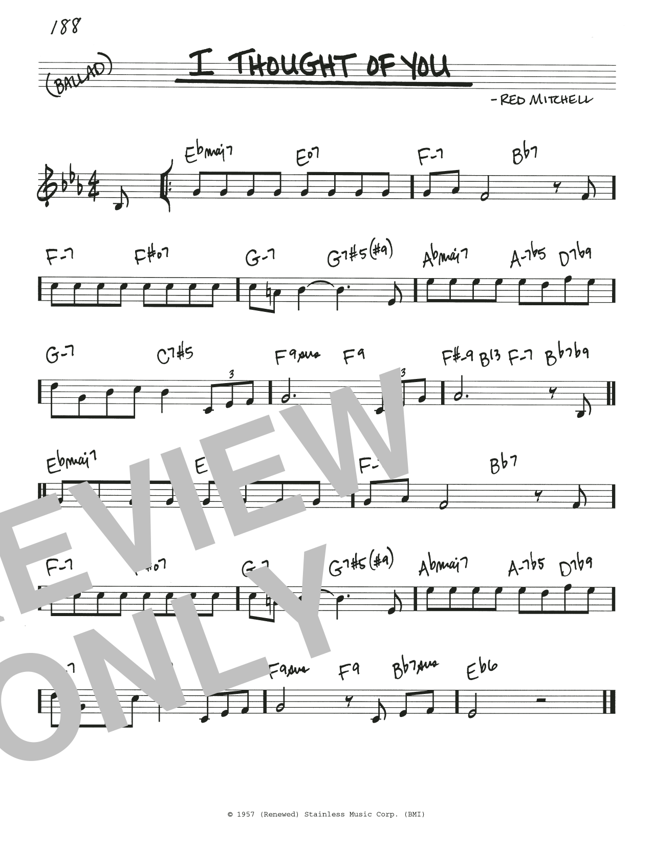 Download Red Mitchell I Thought Of You Sheet Music