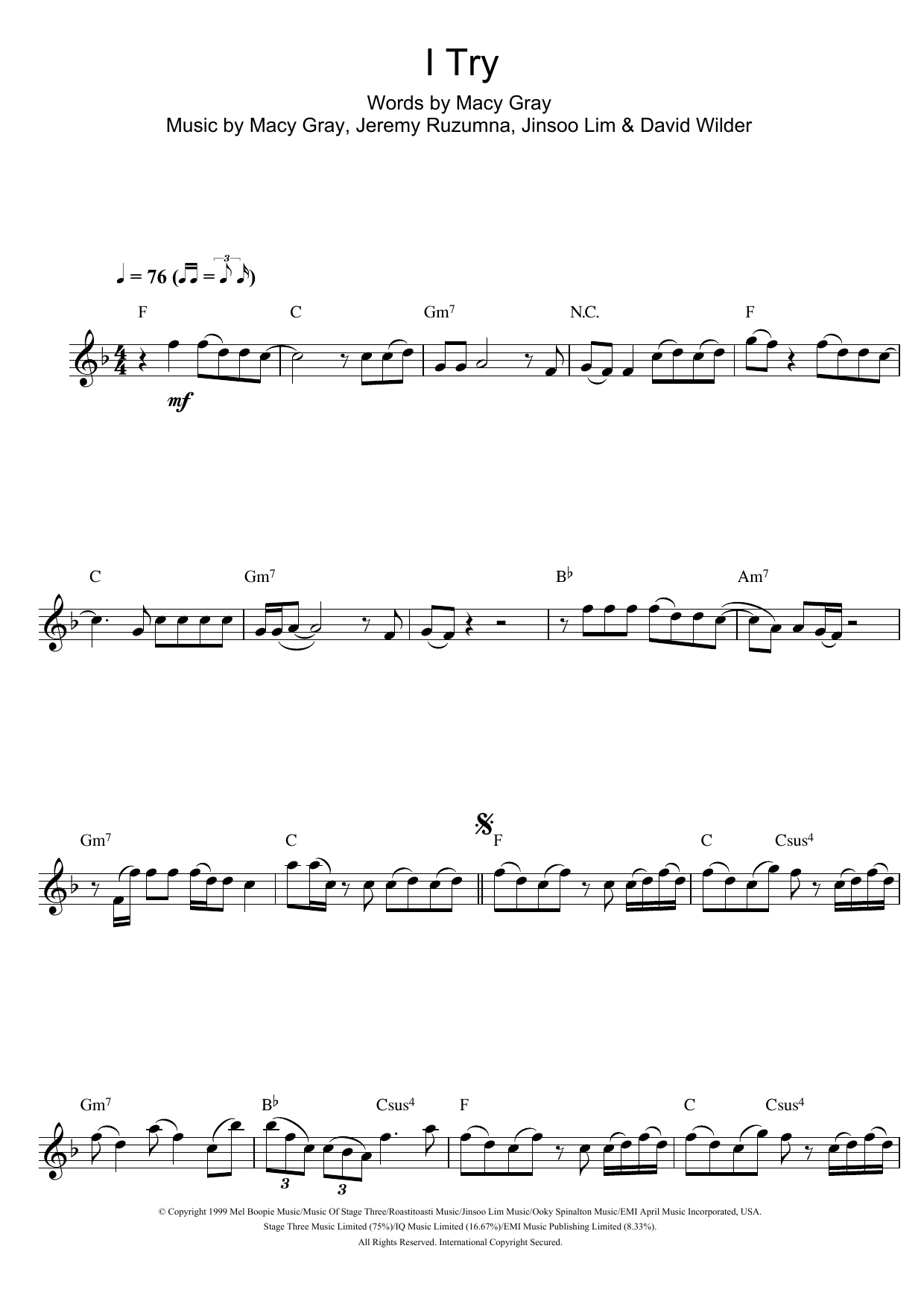 Download Macy Gray I Try Sheet Music