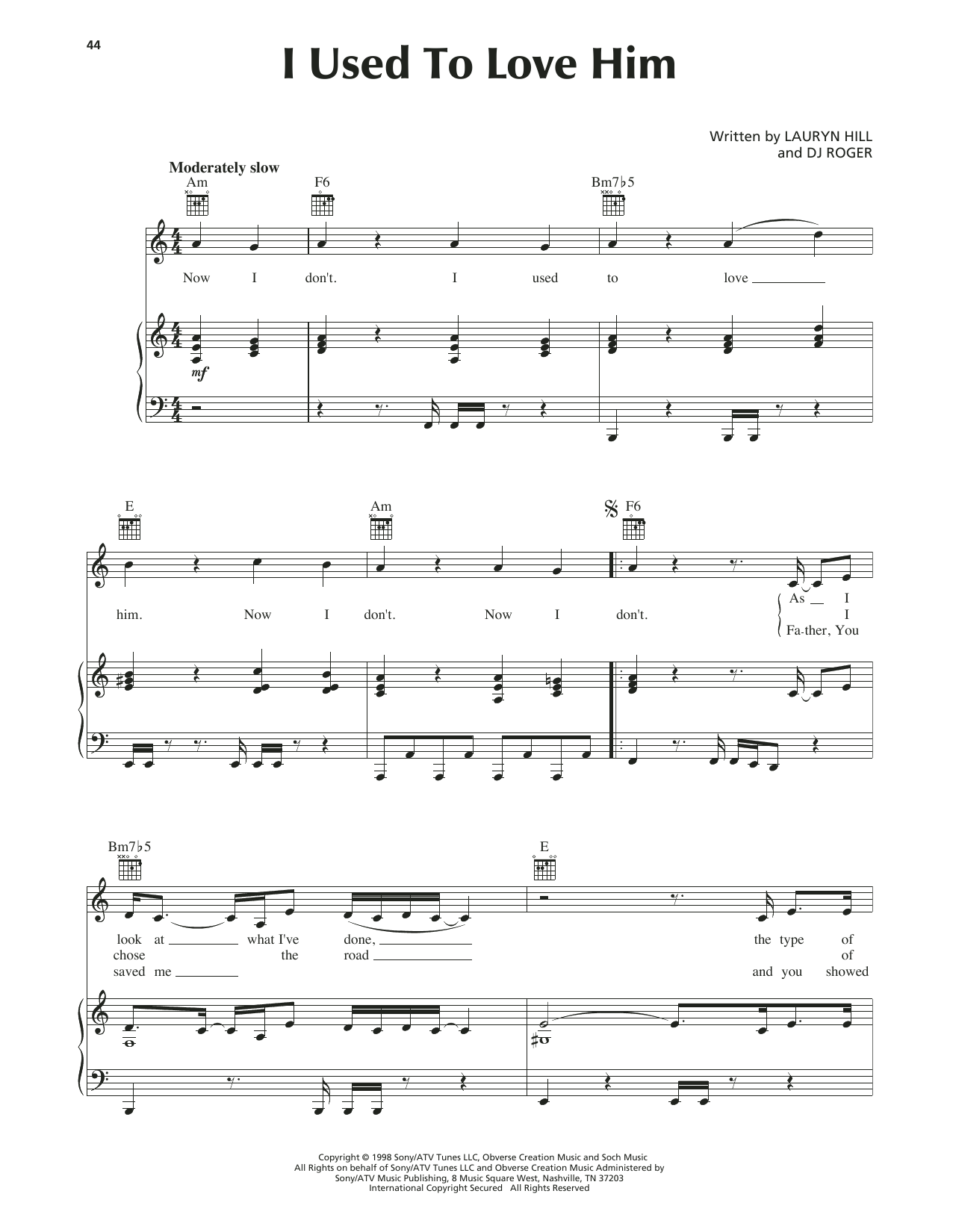 Download Lauryn Hill I Used To Love Him Sheet Music
