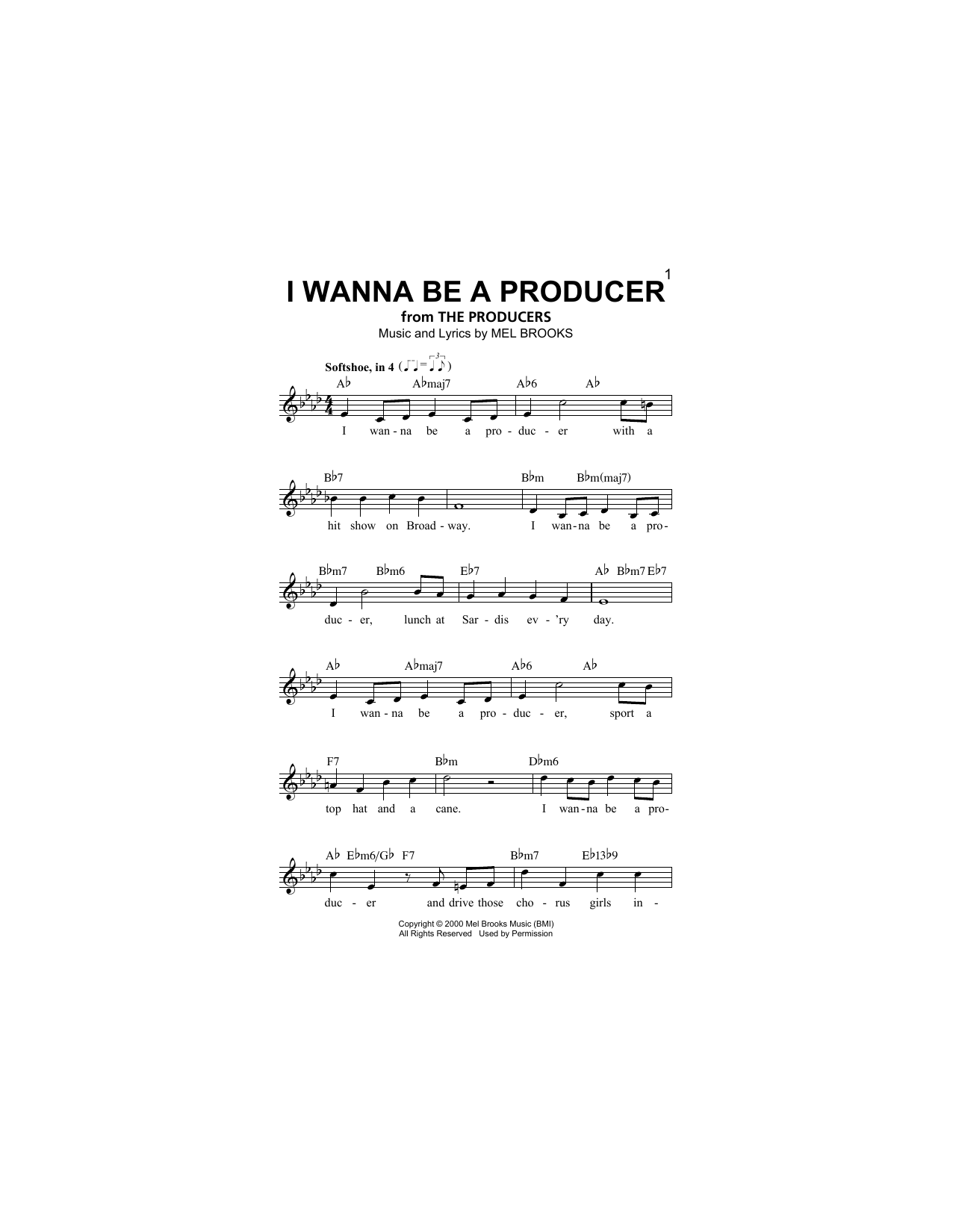 Download Mel Brooks I Wanna Be A Producer Sheet Music