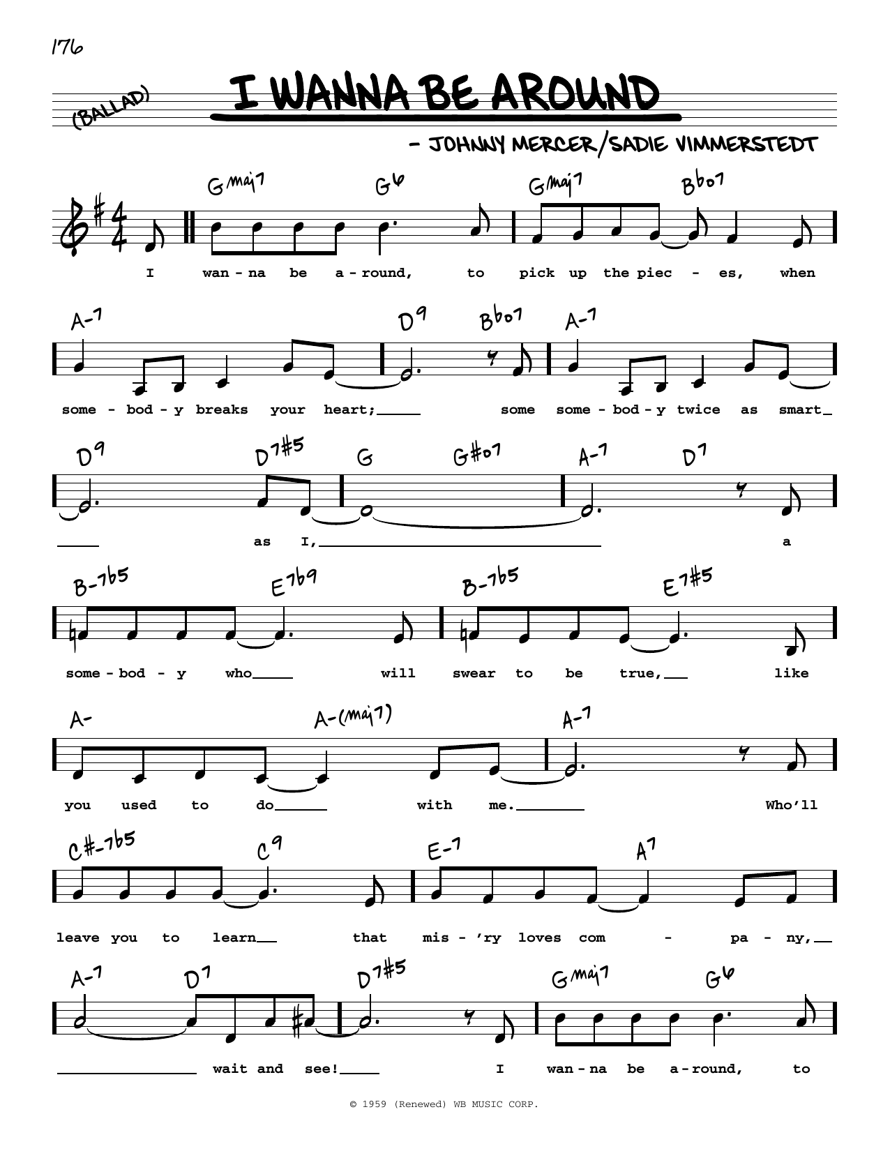 Download Frank Sinatra I Wanna Be Around (Low Voice) Sheet Music