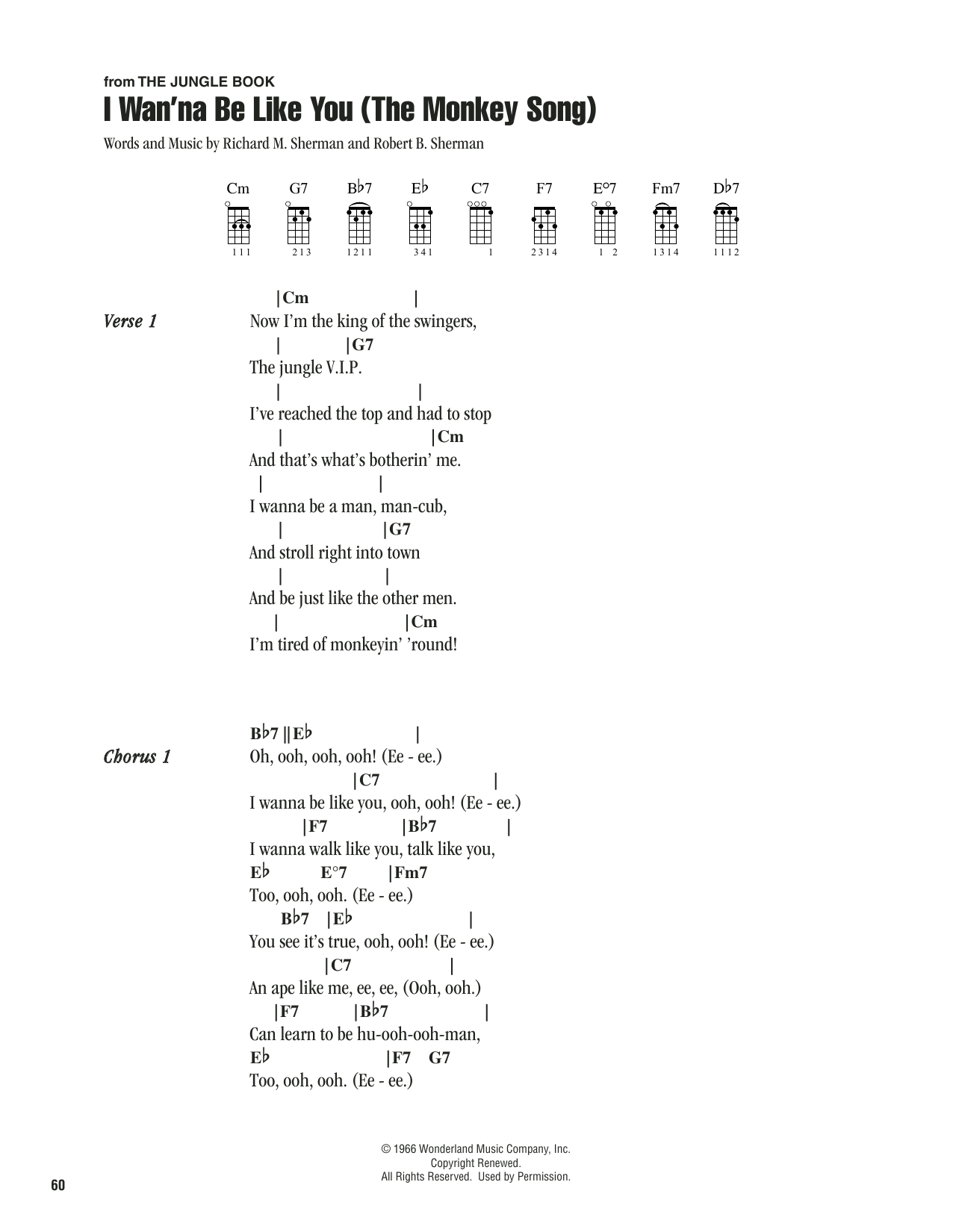 Sherman Brothers I Wan'na Be Like You (The Monkey Song) (from The Jungle Book) sheet music notes printable PDF score