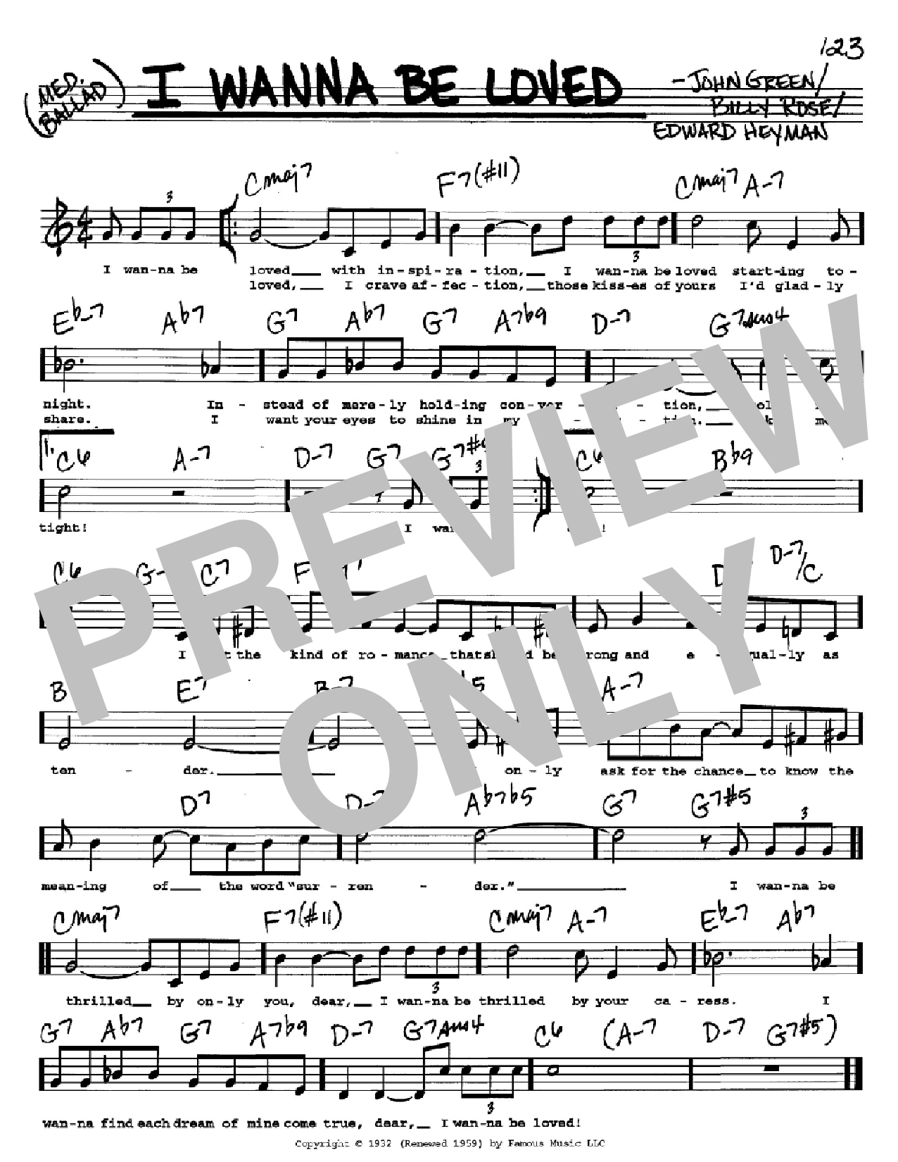 Download Billy Rose I Wanna Be Loved Sheet Music