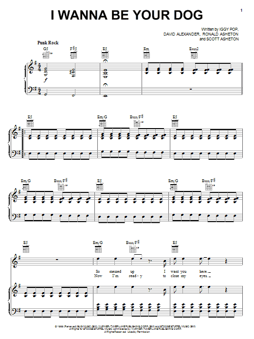 Download The Stooges I Wanna Be Your Dog Sheet Music