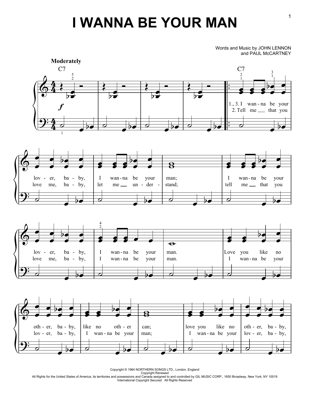 Download The Beatles I Wanna Be Your Man Sheet Music