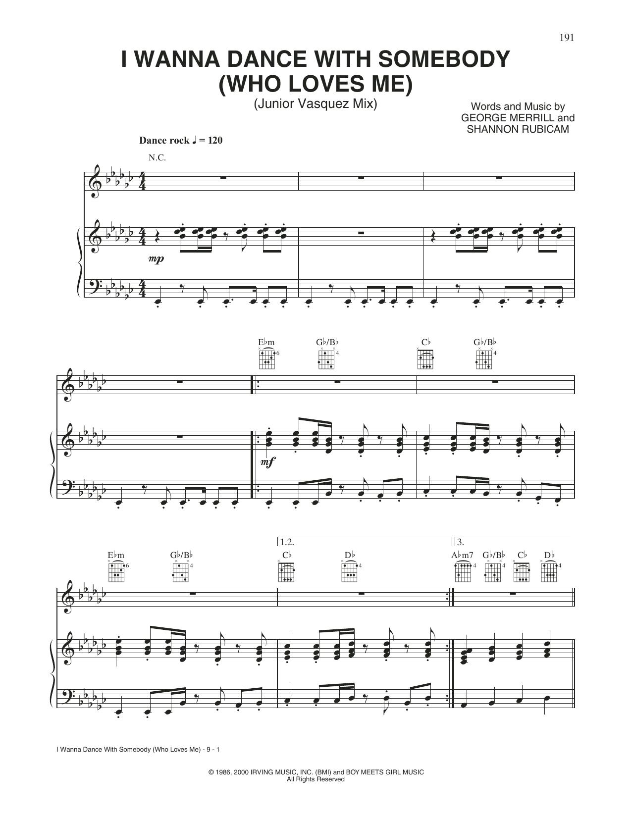 Download Whitney Houston I Wanna Dance With Somebody Sheet Music