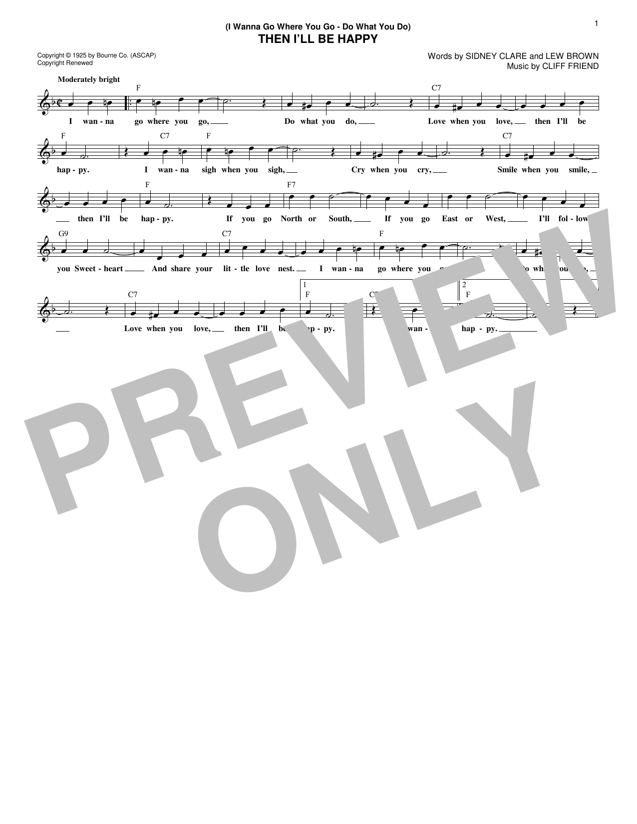 Download Lew Brown (I Wanna Go Where You Go - Do What You Sheet Music