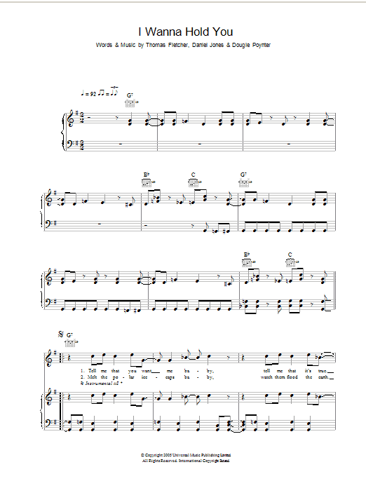 Download McFly I Wanna Hold You Sheet Music