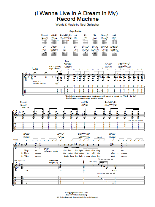 Download Noel Gallagher's High Flying Birds (I Wanna Live In A Dream In My) Record Sheet Music