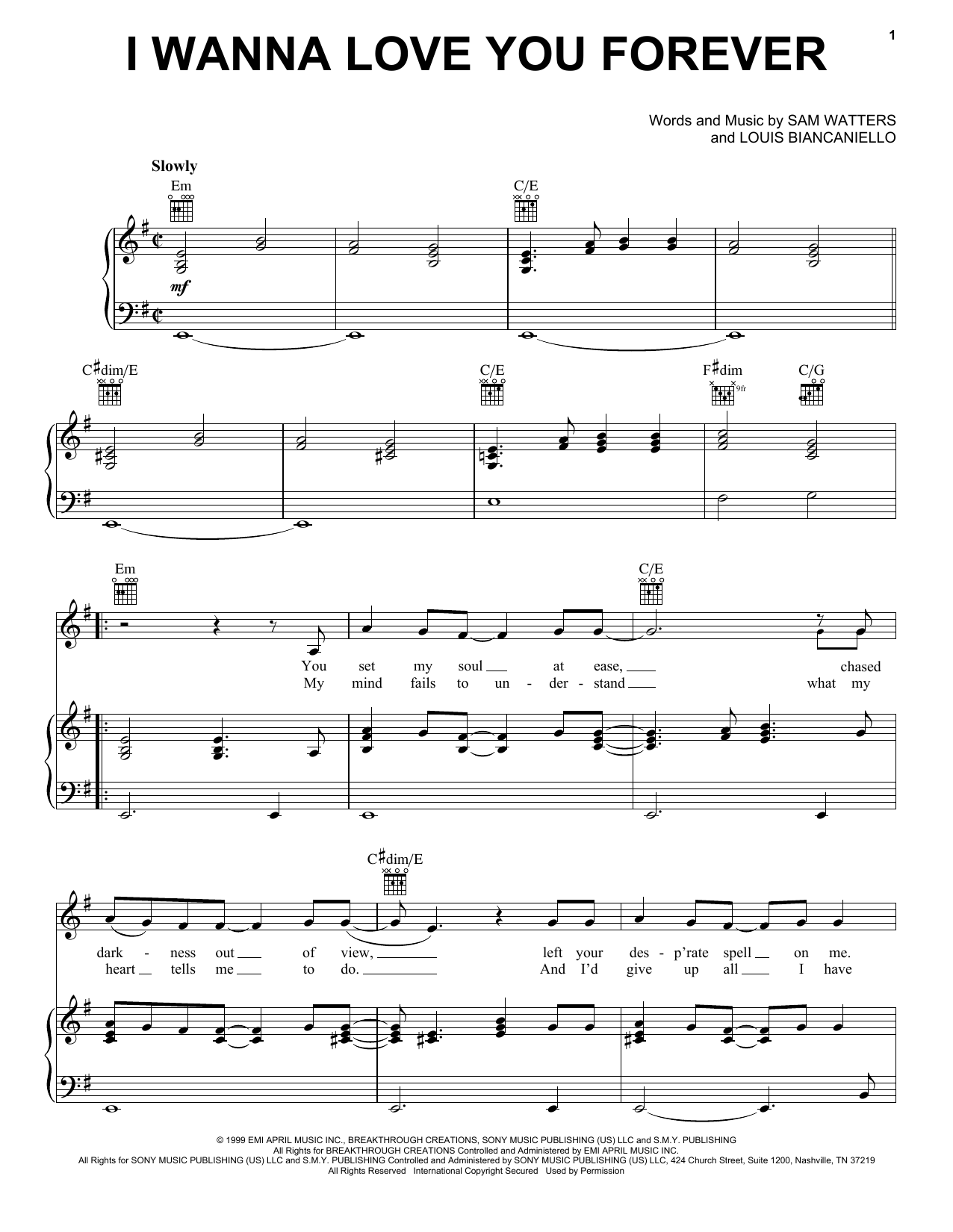 Download Jessica Simpson I Wanna Love You Forever Sheet Music