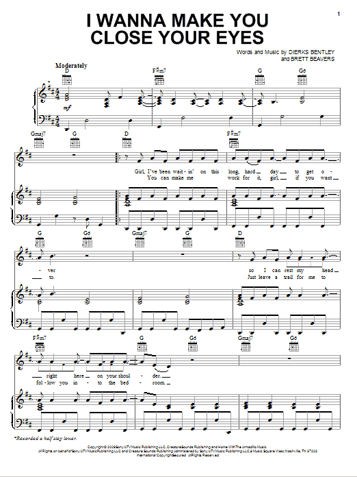 Download Dierks Bentley I Wanna Make You Close Your Eyes Sheet Music