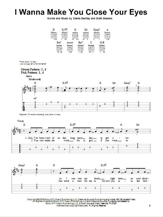 Download Dierks Bentley I Wanna Make You Close Your Eyes Sheet Music