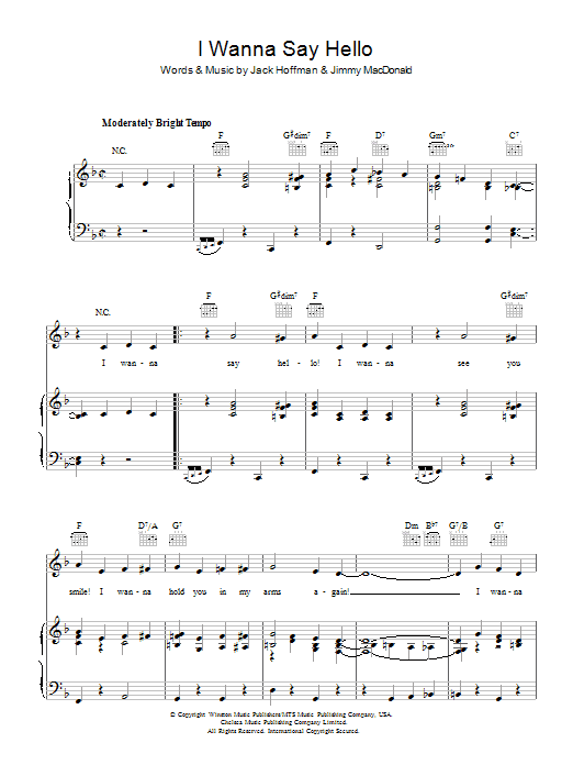 Download The Four Knights I Wanna Say Hello Sheet Music