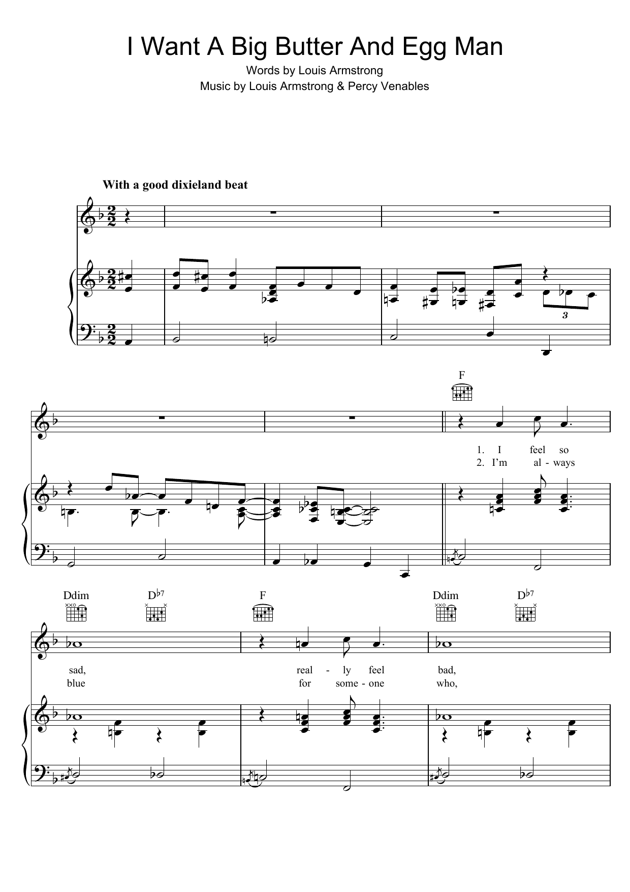 Download Louis Armstrong I Want A Big Butter And Egg Man Sheet Music